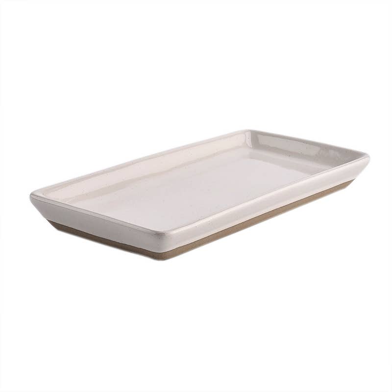 Stoneware Tray - Cream Speckled - 8x4"