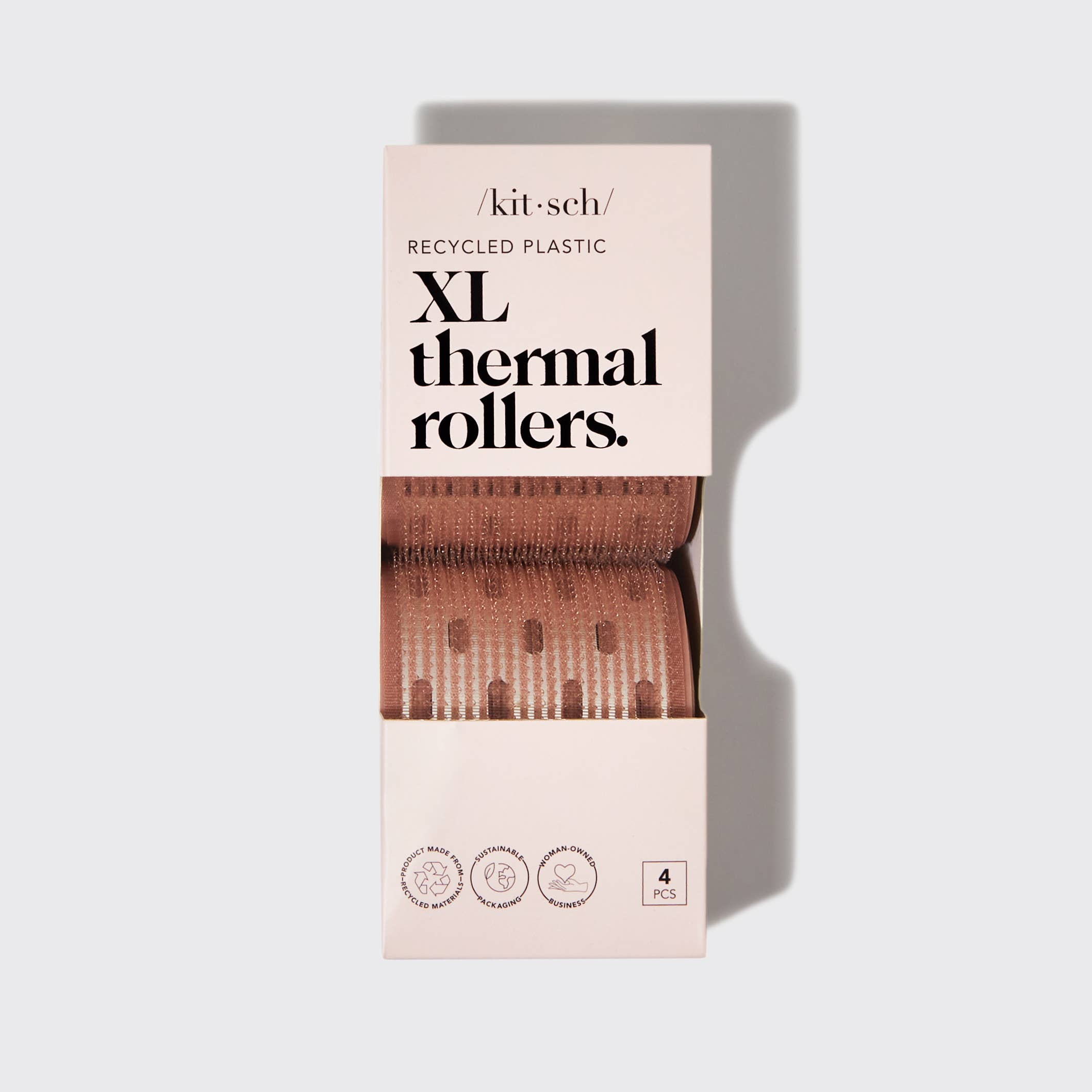 Kitsch XL Thermal Rollers 4pc Set - Terracotta: Achieve big curls with recycled plastic xl thermal rollers.